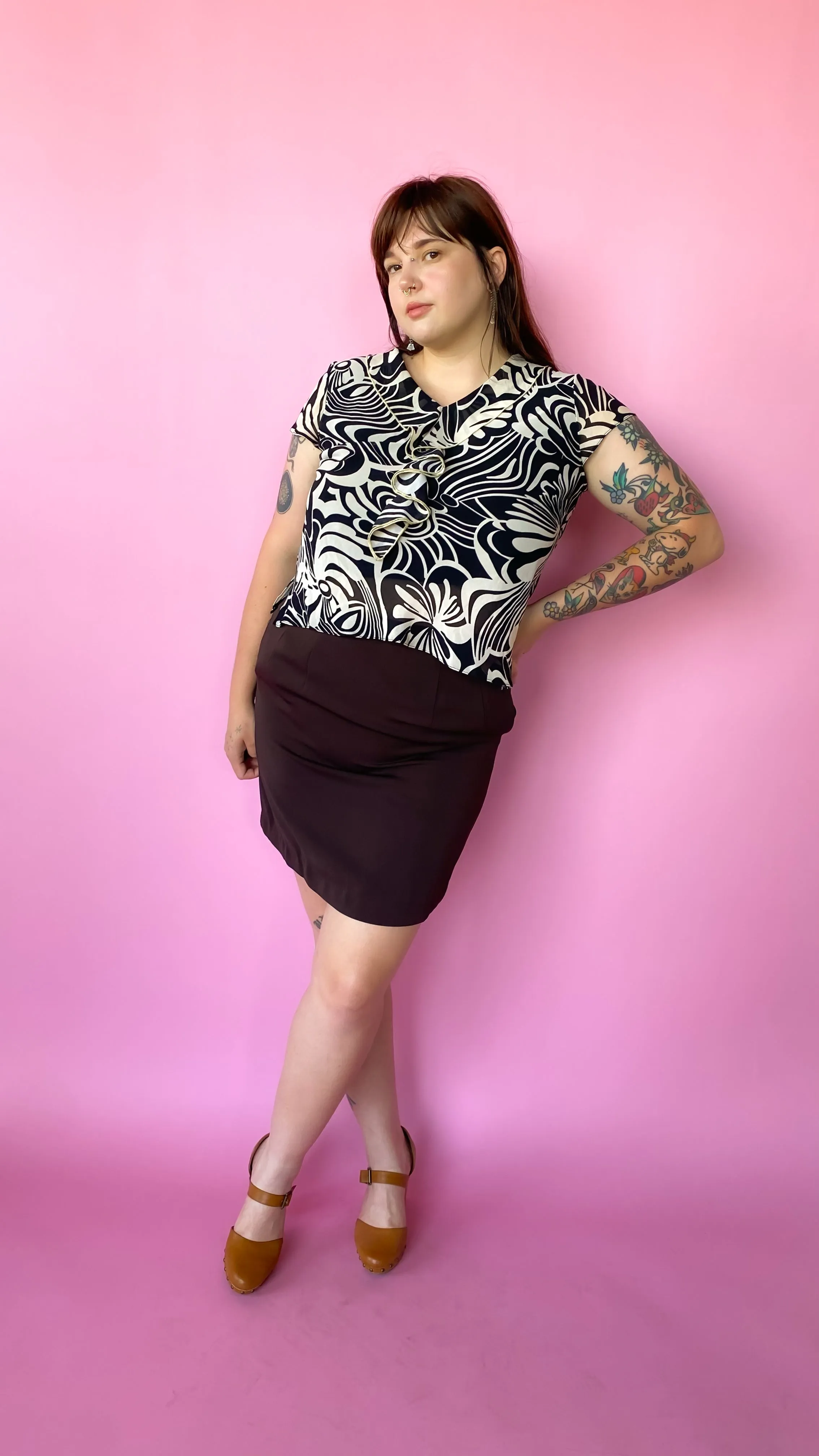 1980s Brown Mini Skirt, sz. L/XL