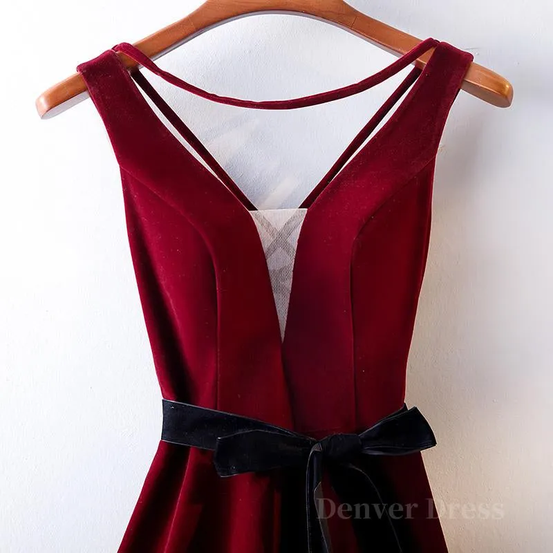 A Line V Neck Short Burgundy Prom Dresses Wine Red Short Formal Graduation Homecoming Dresses