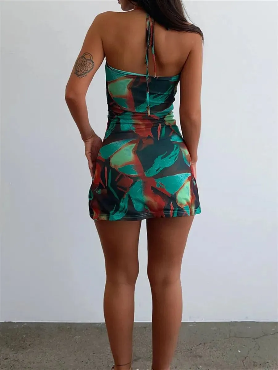 Abstract Print Bodycon Mini Dress