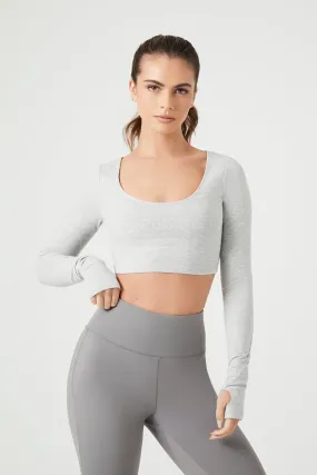 Active Heathered Thumbhole Crop Top