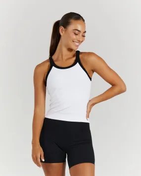 AGILITY RIBBED TANK TOP - WHITE BLACK