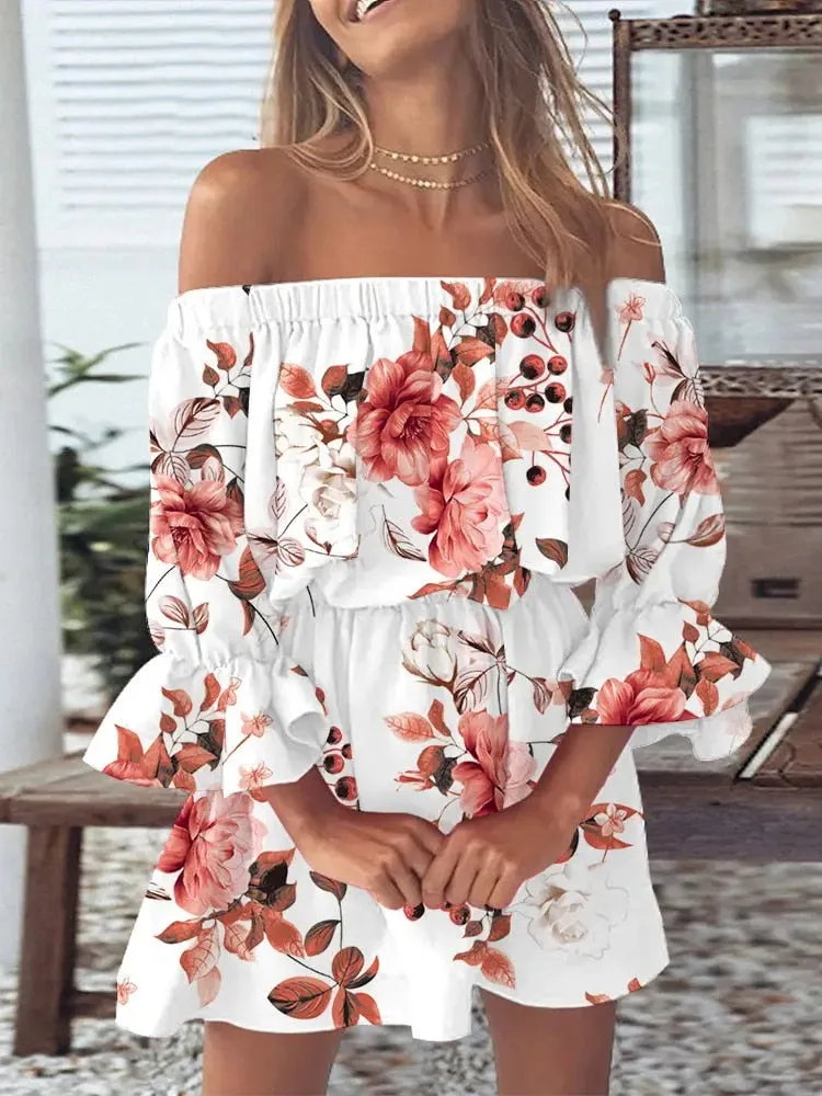 All Summer Long Sexy Off Shoulder Chiffon Beach Dress