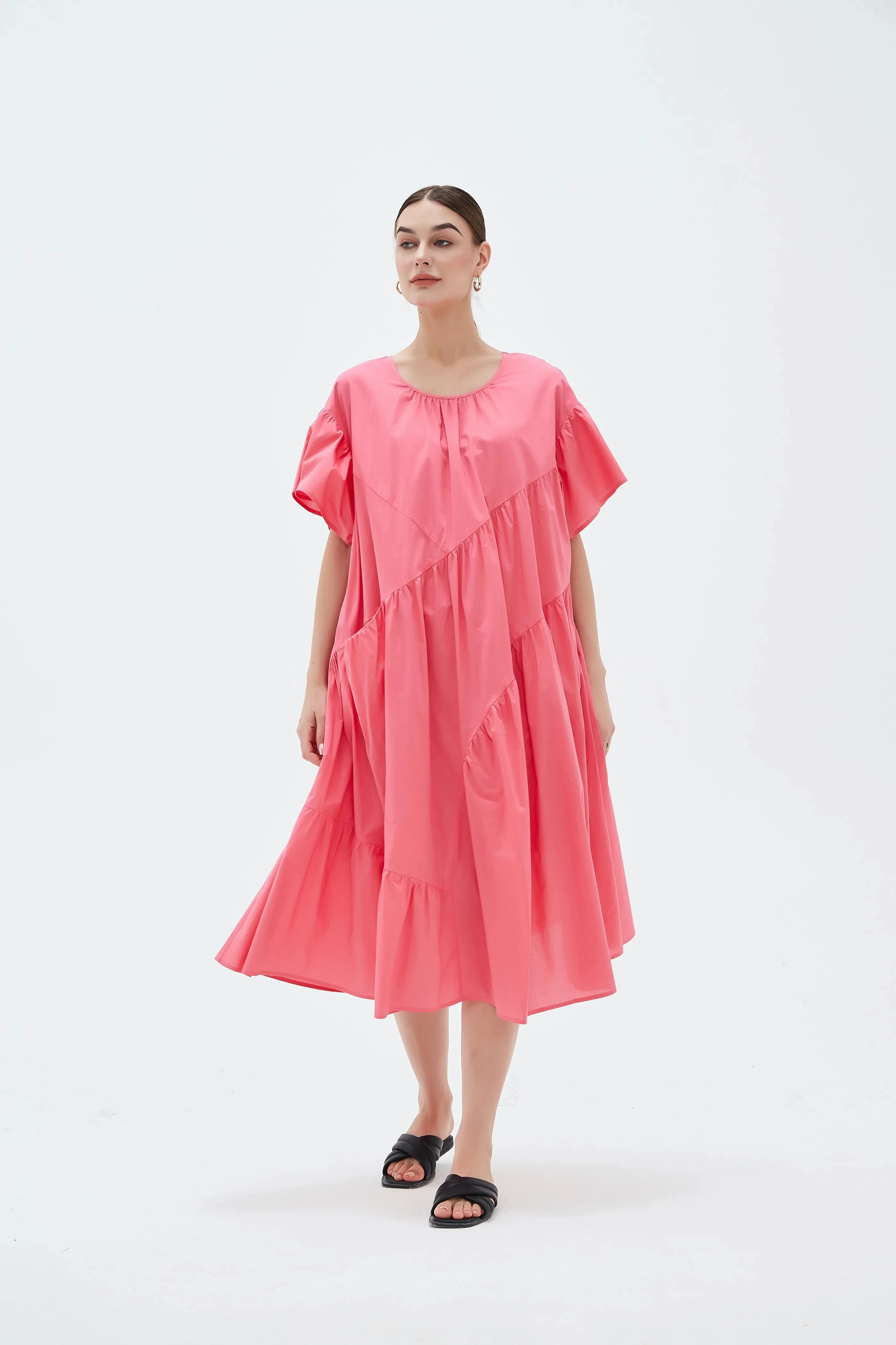 ANGLE TIER DRESS- CANDY PINK