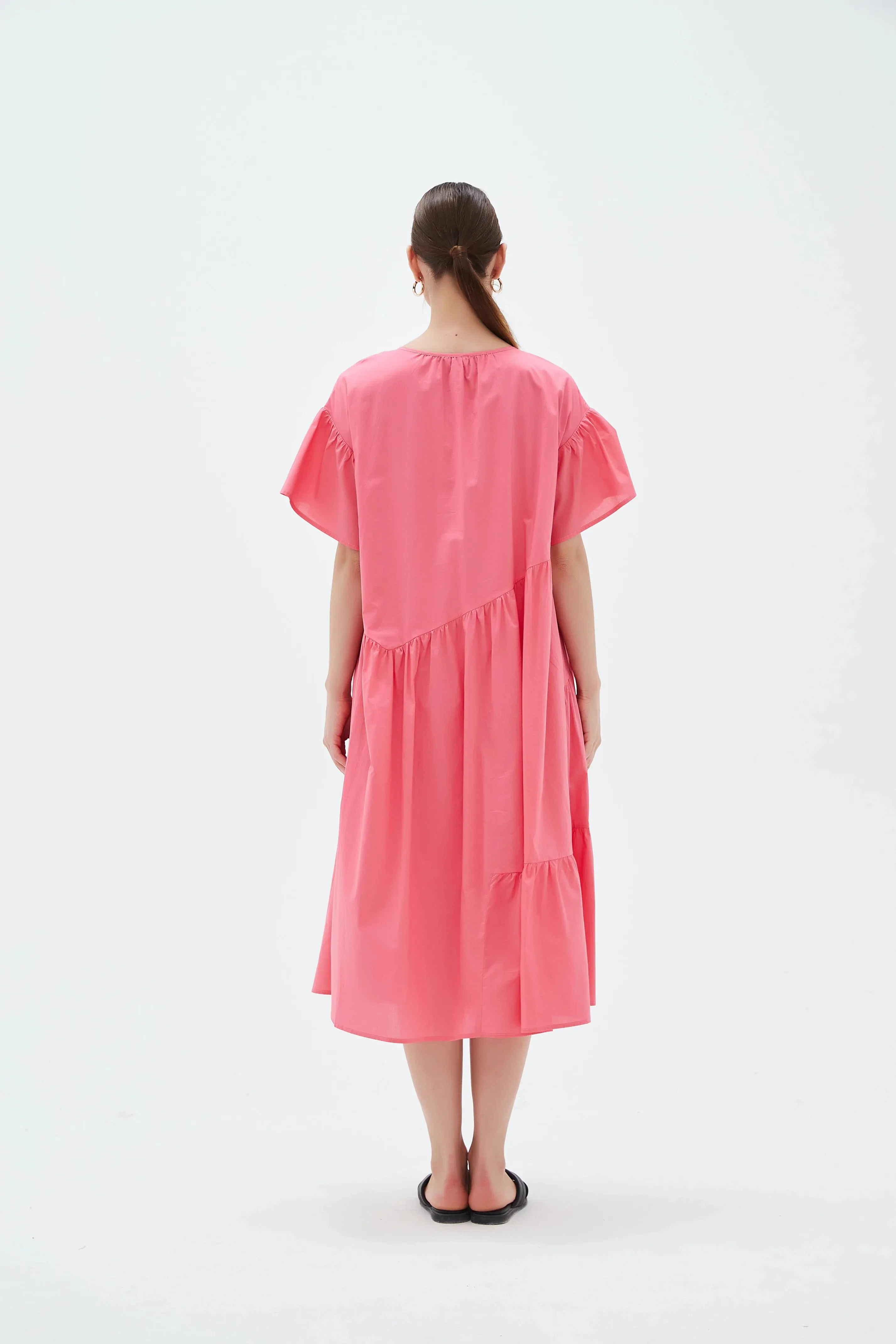 ANGLE TIER DRESS- CANDY PINK