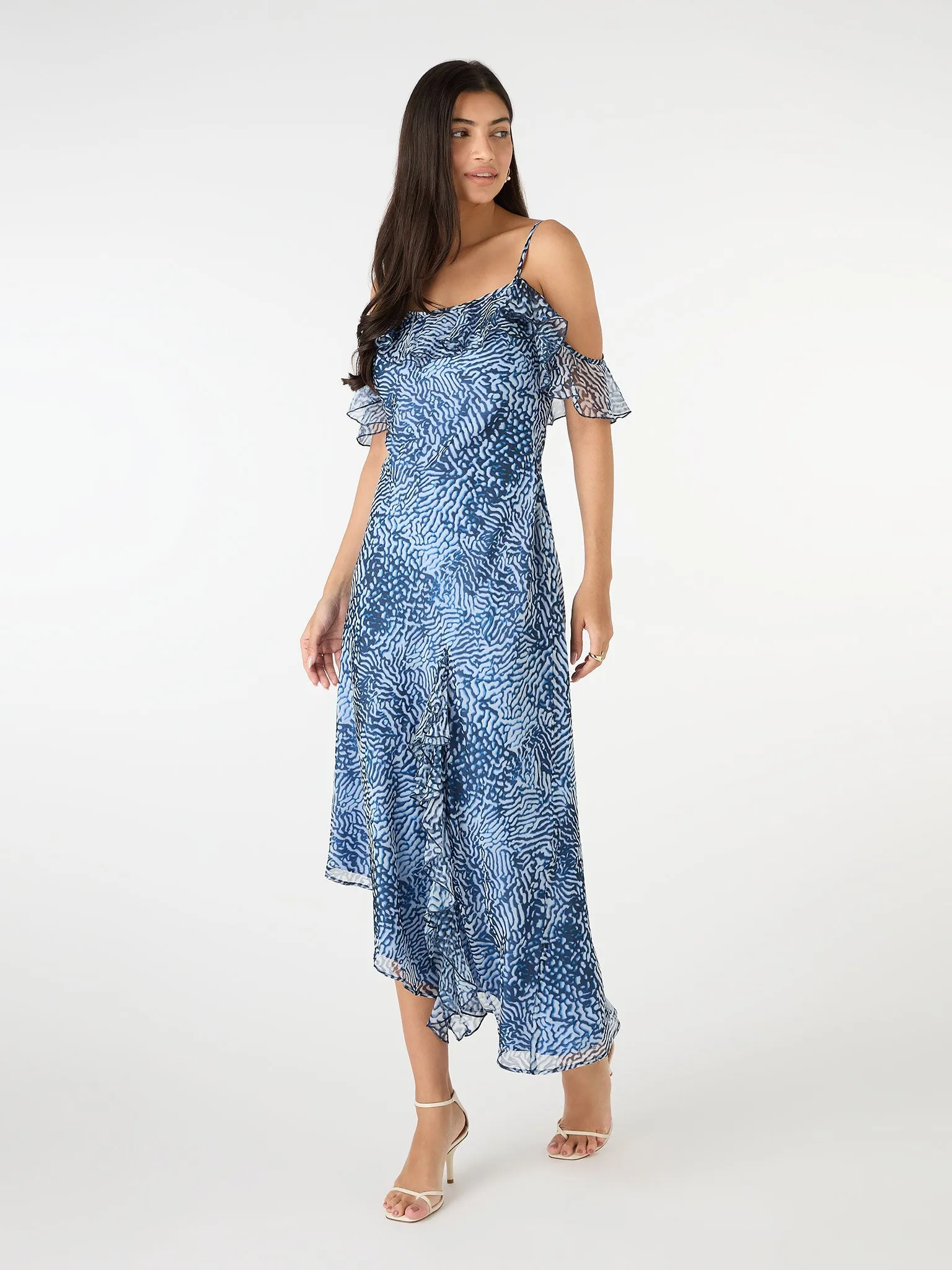 Aracelli Off Shoulder Maxi Dress in Blue