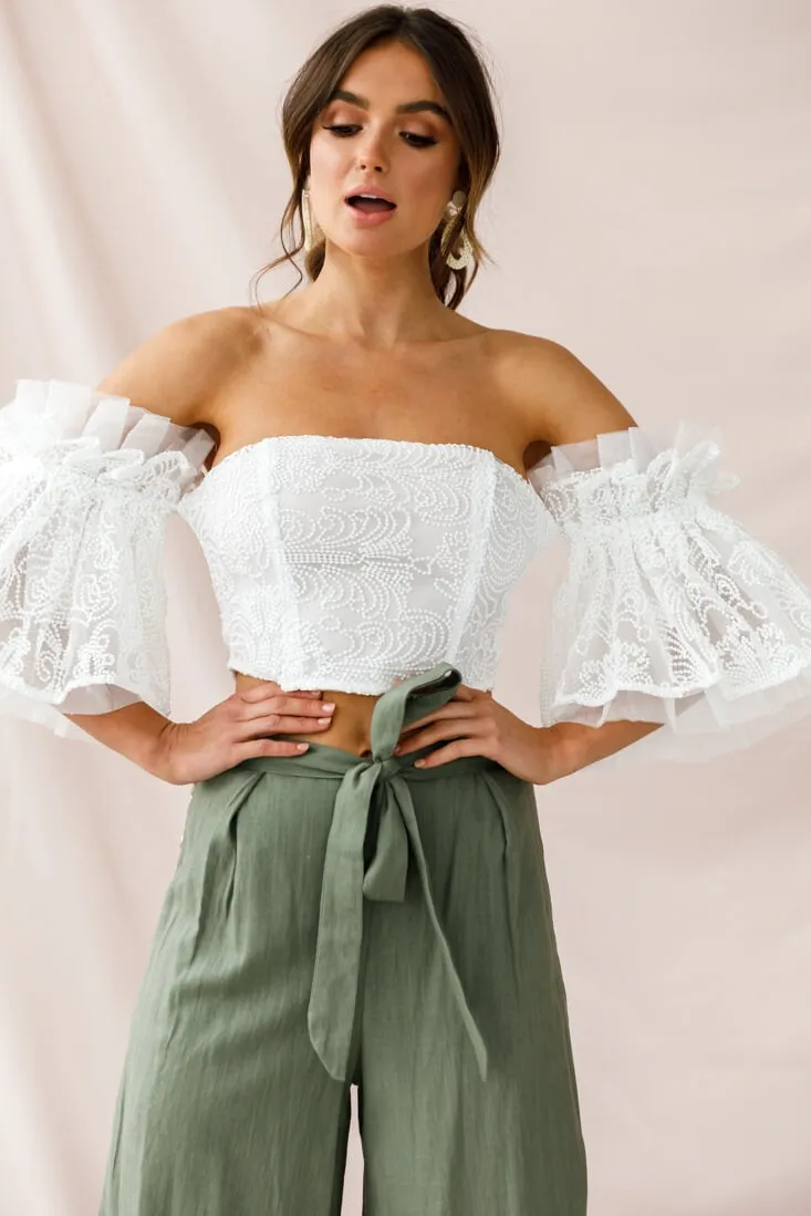 Arna Bell Sleeve Off-Shoulder Top White