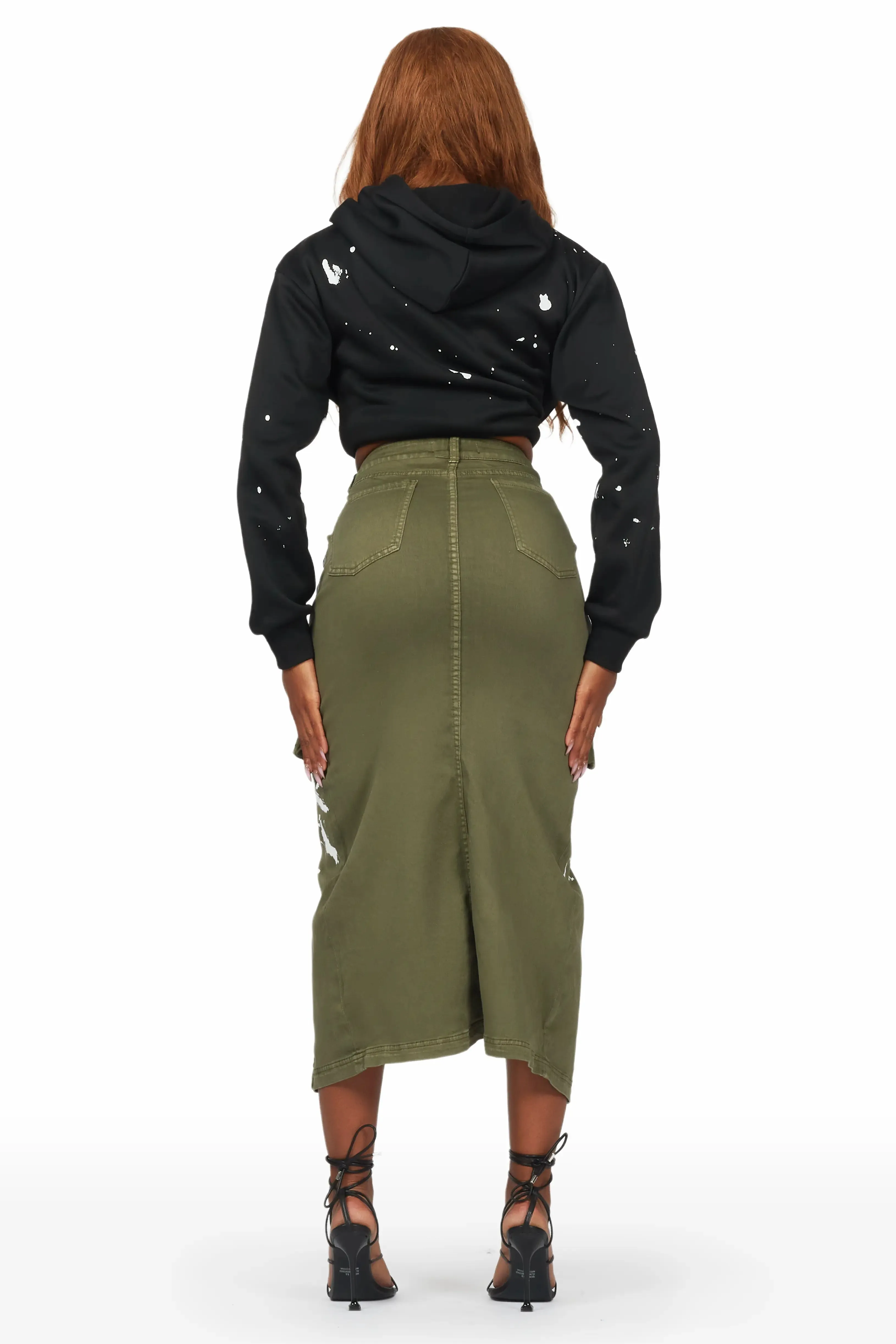 Ashlynn Green Cargo Midi Skirt