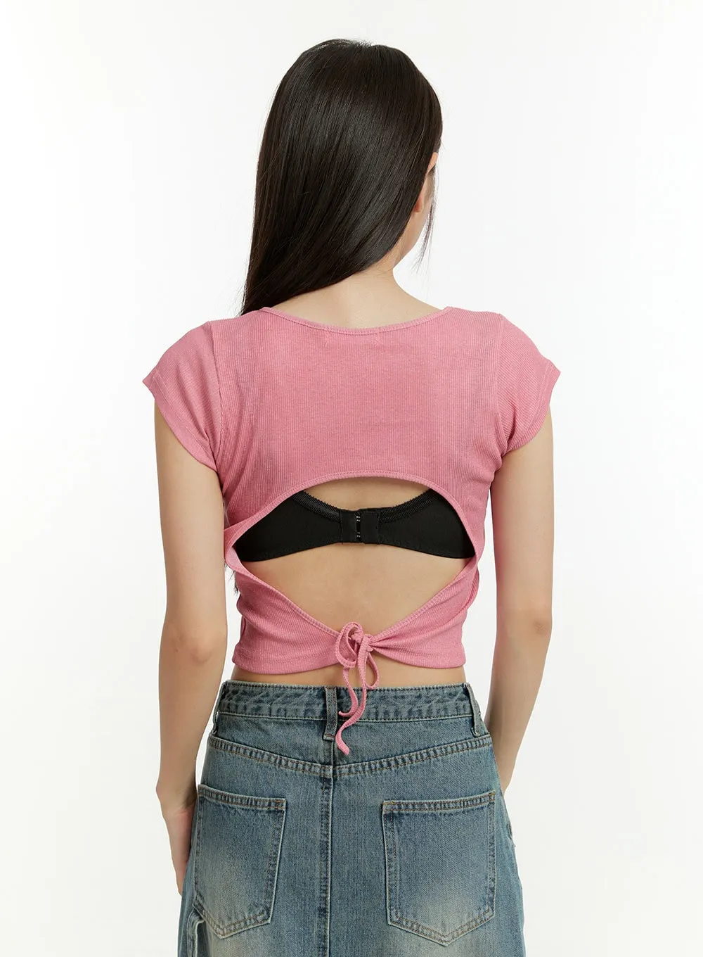 Backless Rhinestone Crop Top CU426