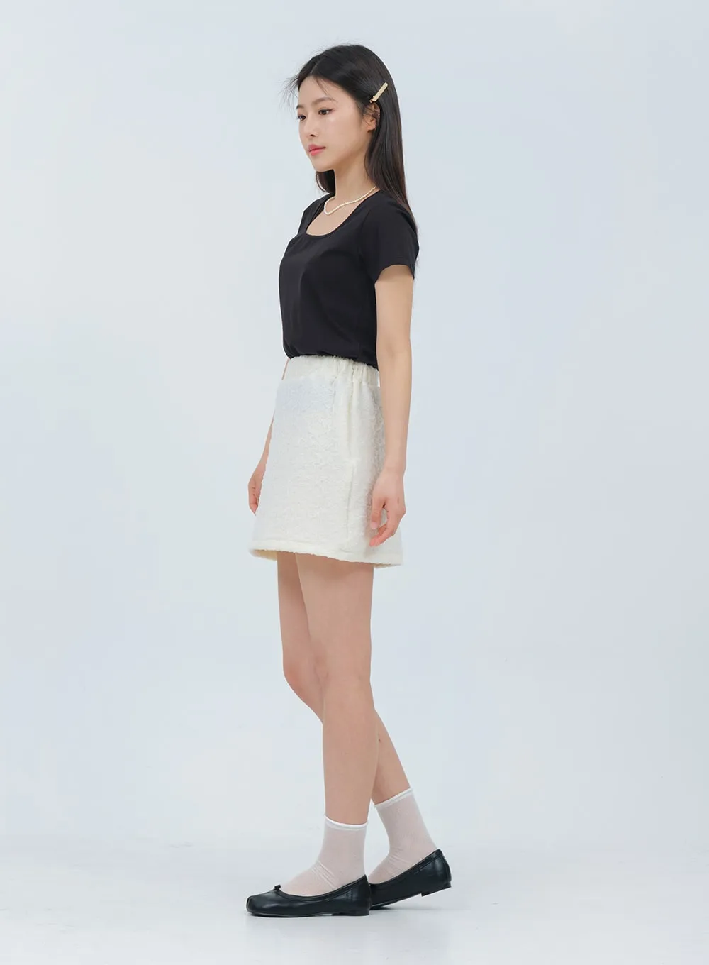 Banded Textured Mini Skirt OA25