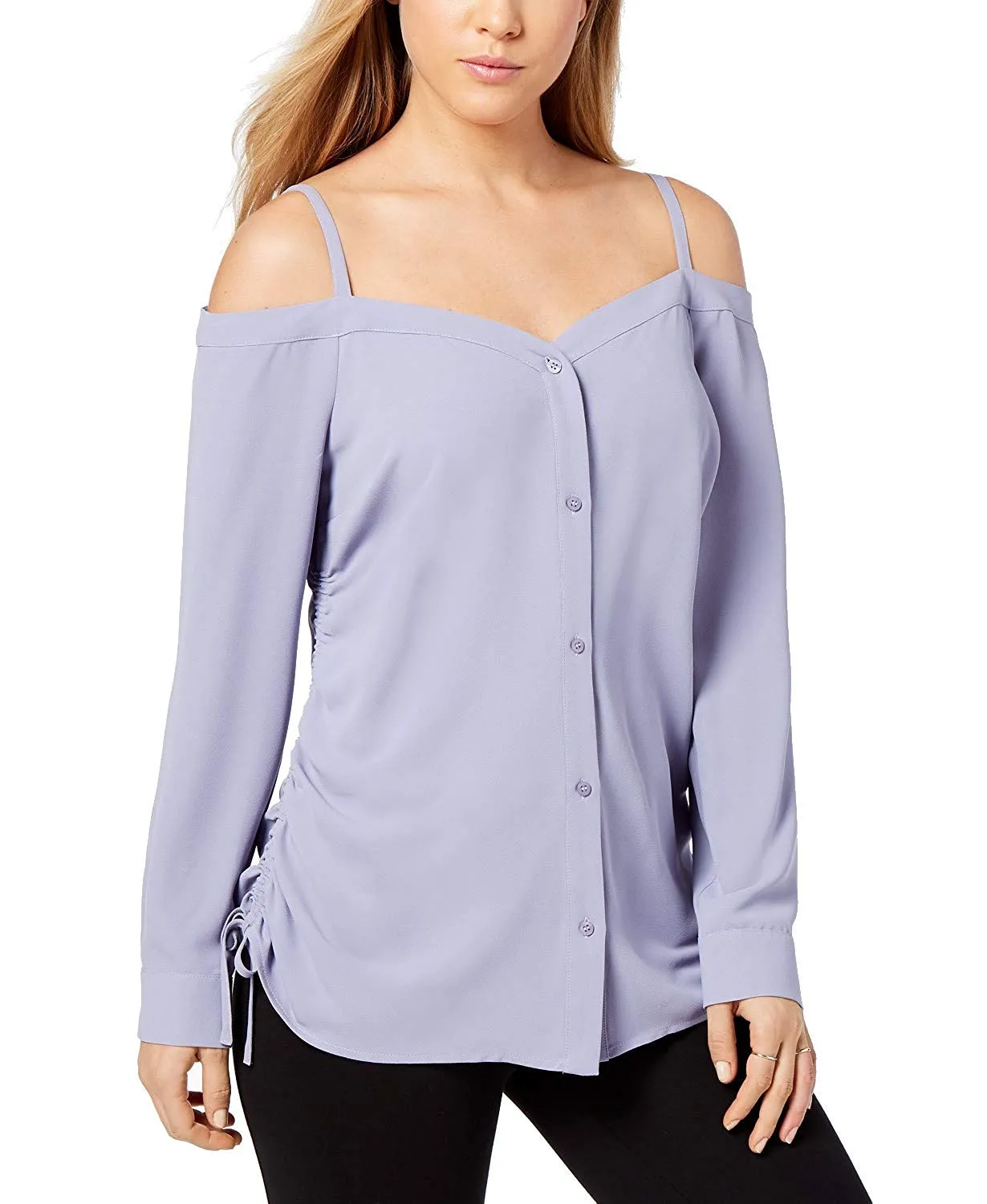 Bar III Plus Women's Side-Tie Off-The-Shoulder Top, Purple, XXL