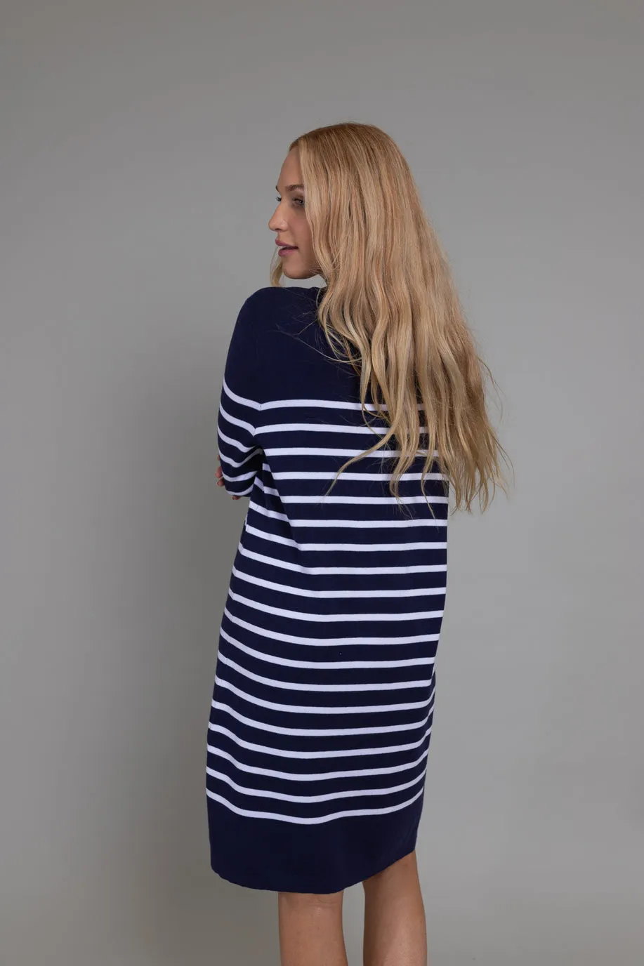 Bianca Knitted Dress (Navy/White Stripes)