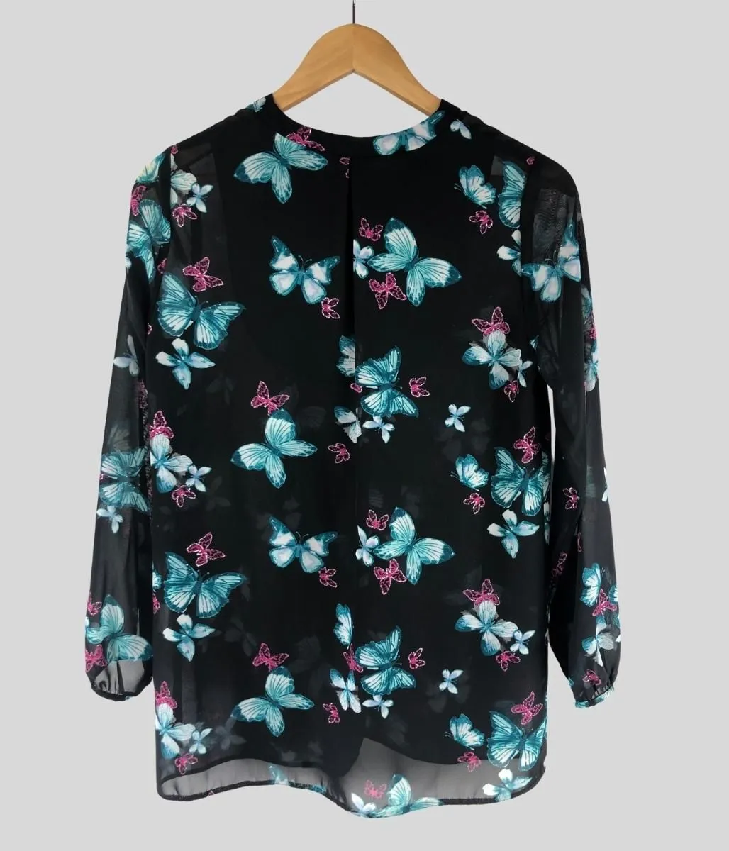 Black Butterfly Popover Blouse