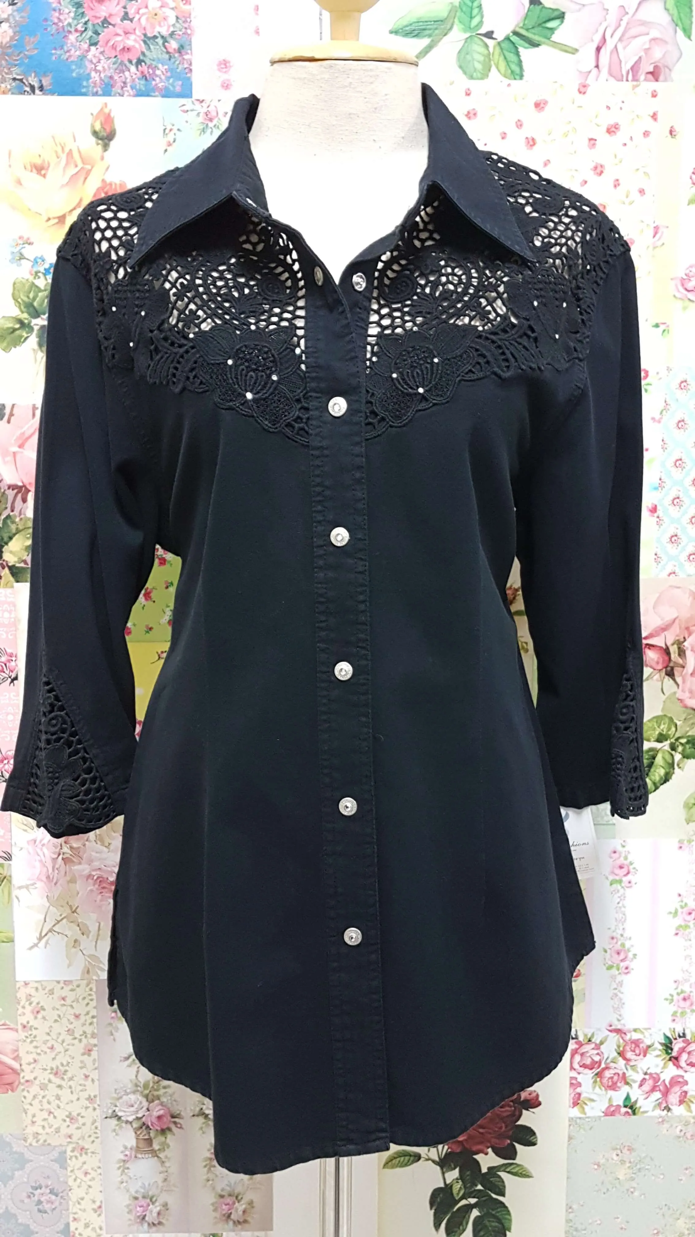 Black Denim Blouse BK0132