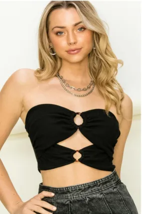 Black O-Ring Crop Top