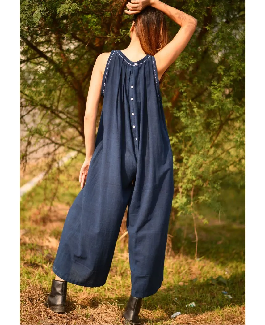 Blue Pleated Jumpsuit