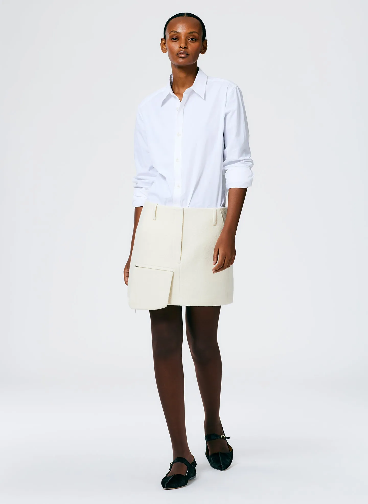 Boiled Wool Mini Skirt