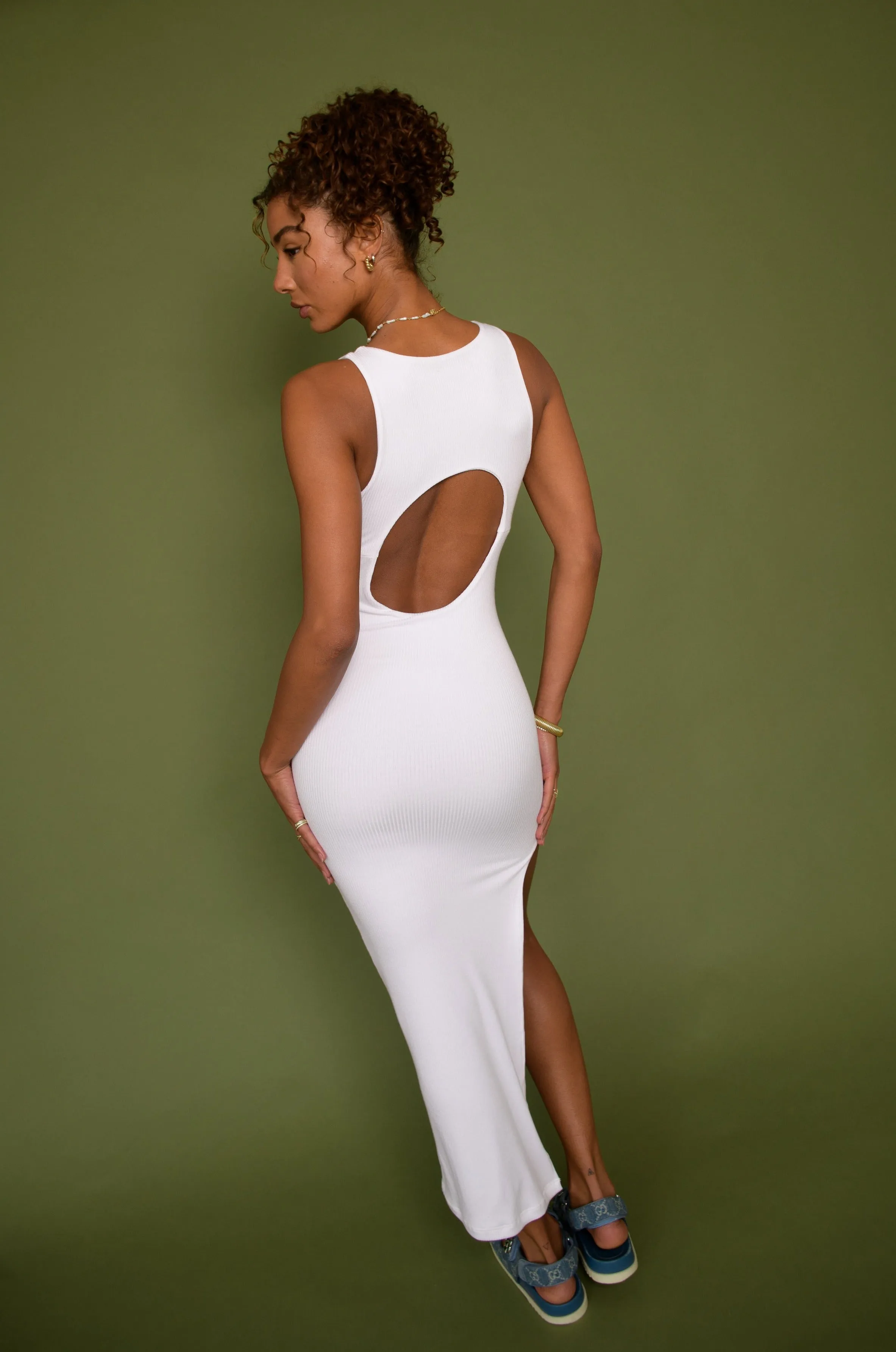 Bre Dress Ribbed - White