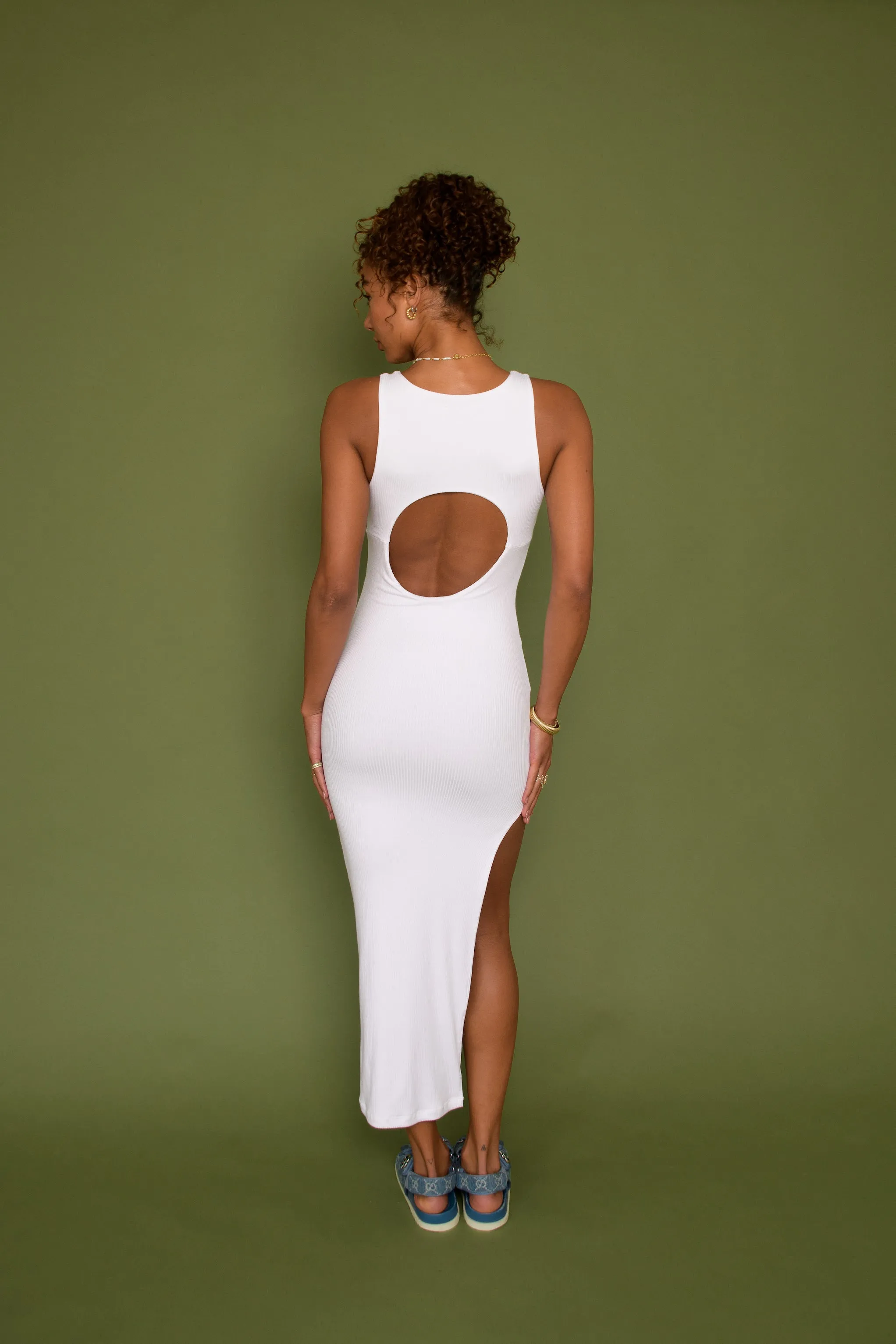 Bre Dress Ribbed - White