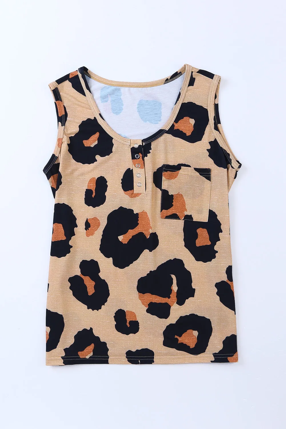 Button Neck Chest Tank Top