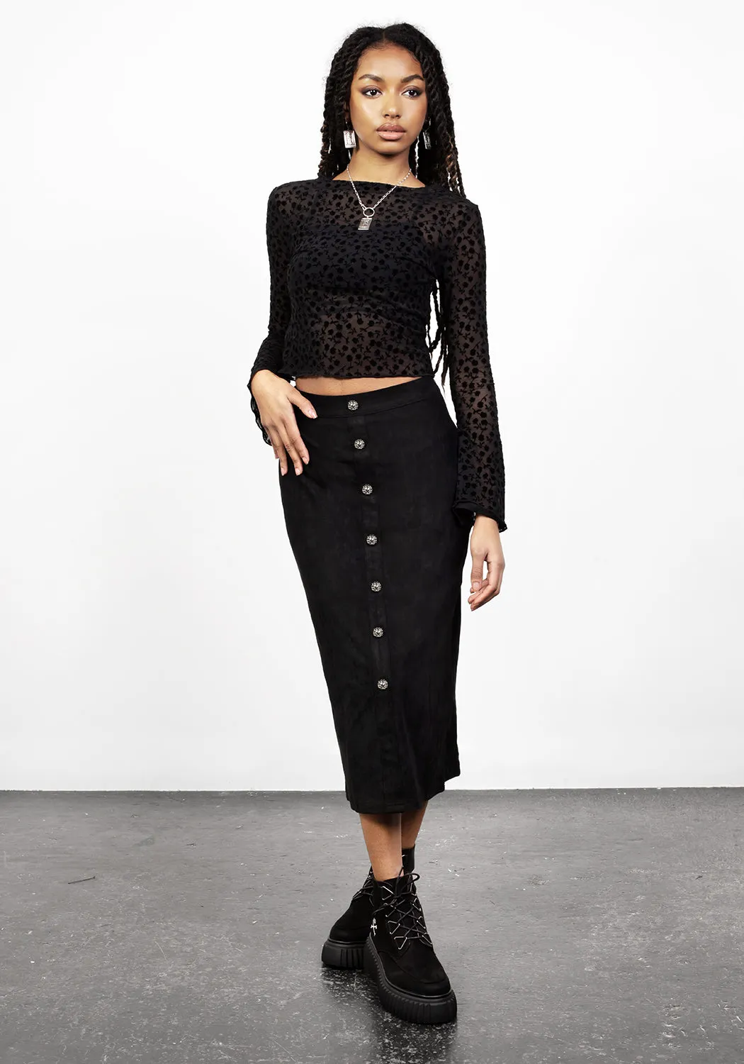 CABERNET SUEDE MIDI SKIRT