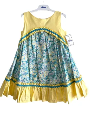 CLEARANCE DEAL - Nekenia - Girls Yellow & Blue Print Dress Age 8yrs