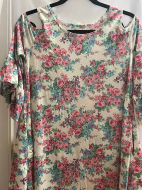 Cold Shoulder Ivory Floral Top