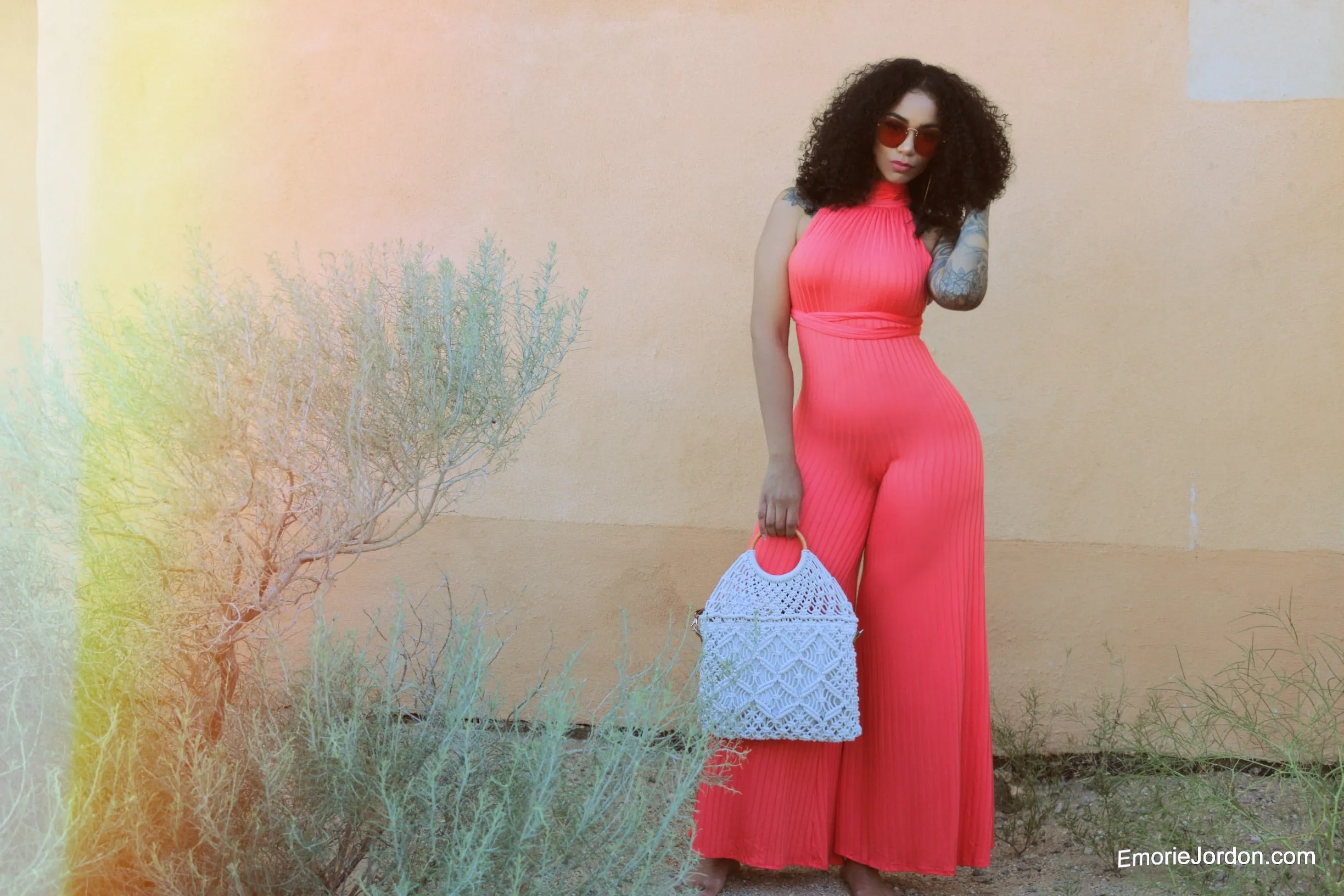 Coral Crush Flare Jumpsuit