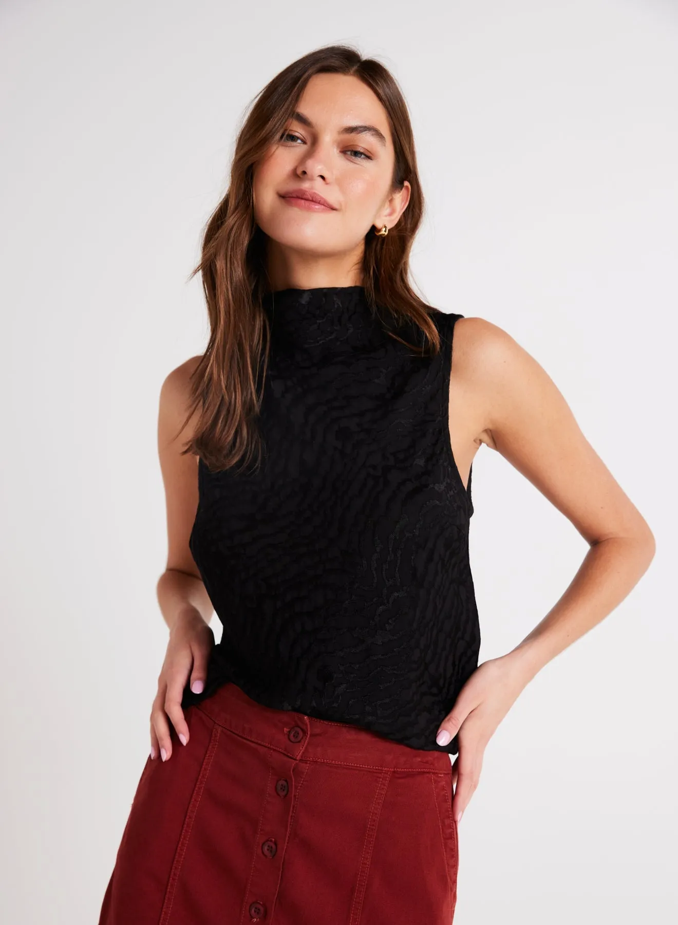 Cowl Neck Bias Top - Black