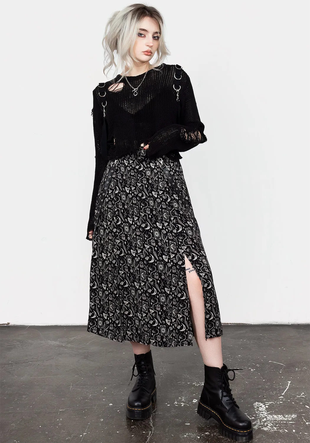 Craft PU Strap Midi Skirt