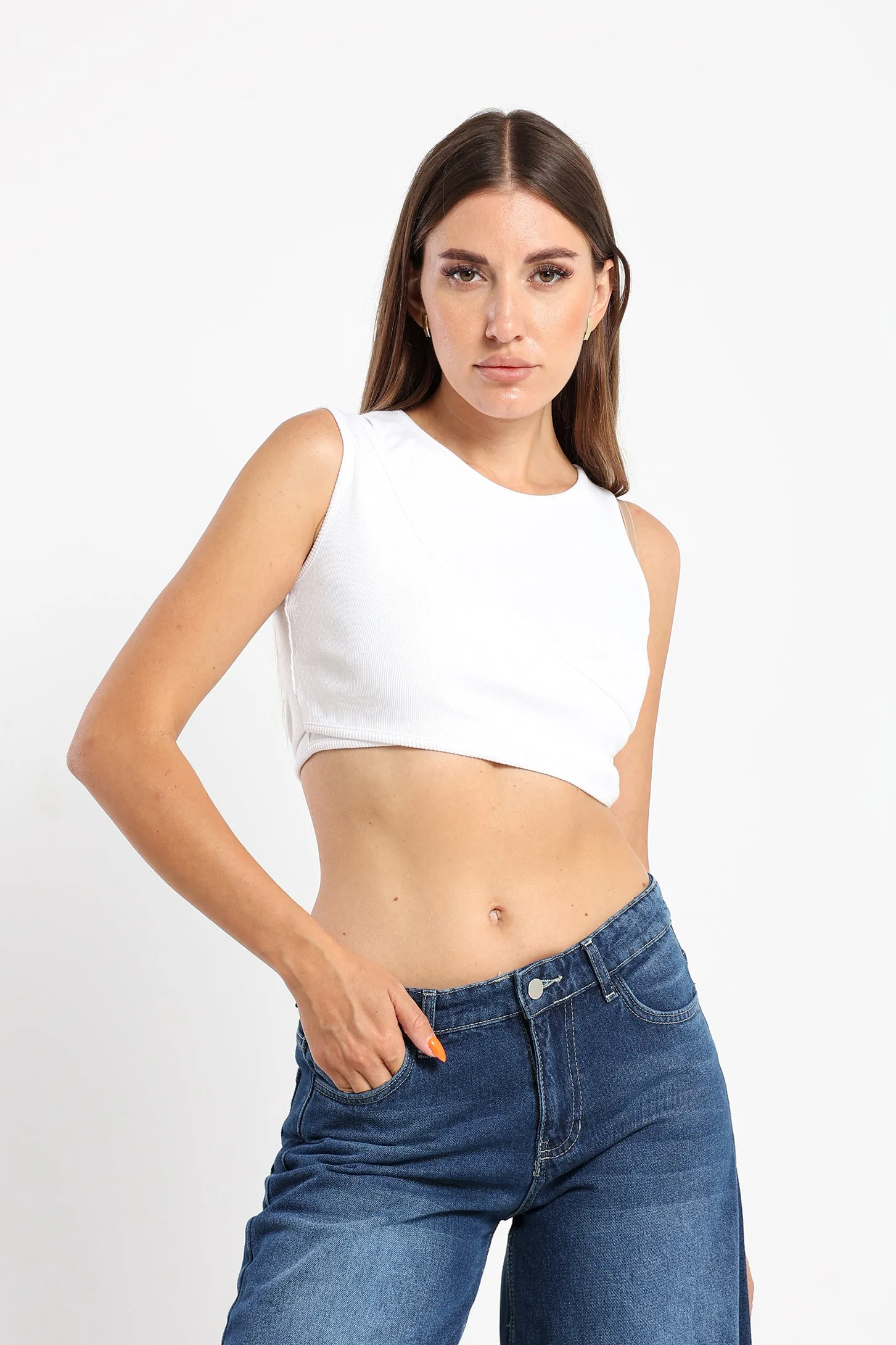 Crop Tank Top - White