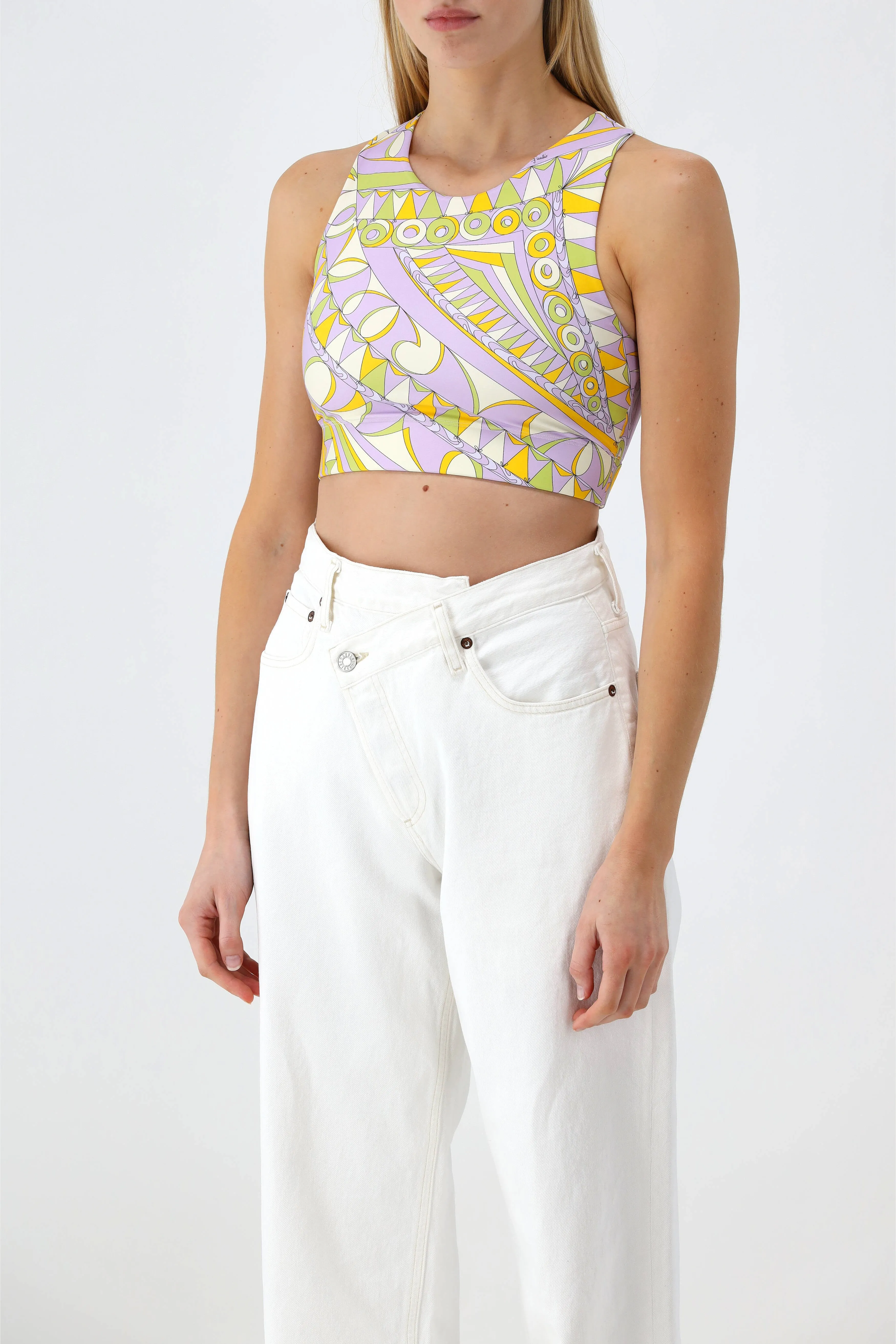 Cropped Tank Top in Lila/Multi