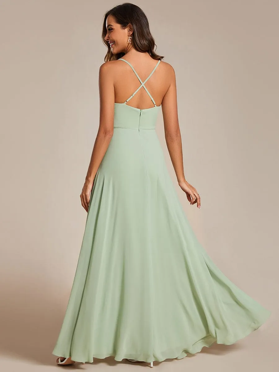 Custom Size Adjustable Spaghetti Strap Chiffon A-Line Bridesmaid Dresses