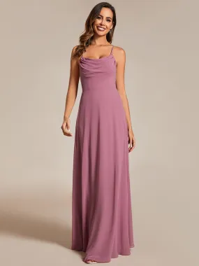 Custom Size Adjustable Spaghetti Strap Chiffon A-Line Bridesmaid Dresses