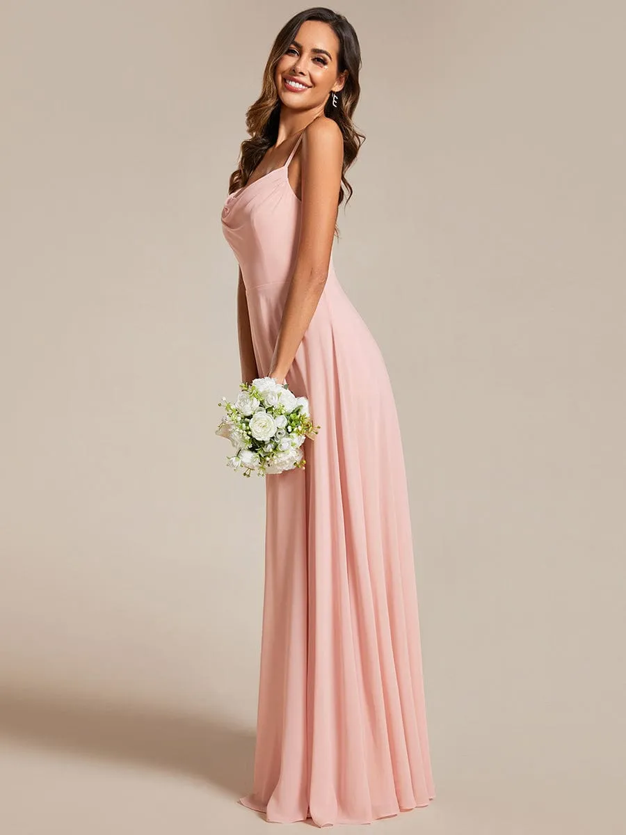 Custom Size Adjustable Spaghetti Strap Chiffon A-Line Bridesmaid Dresses