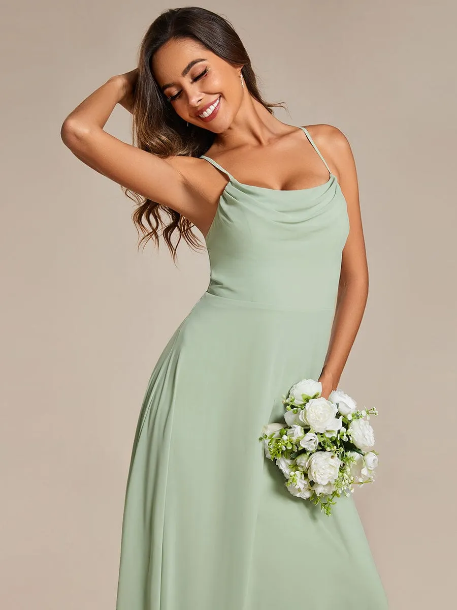 Custom Size Adjustable Spaghetti Strap Chiffon A-Line Bridesmaid Dresses