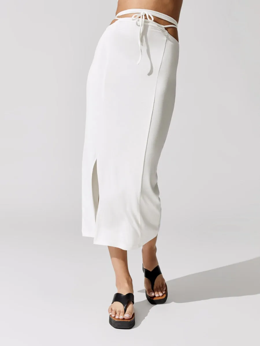 Cutout Midi Skirt - Off White