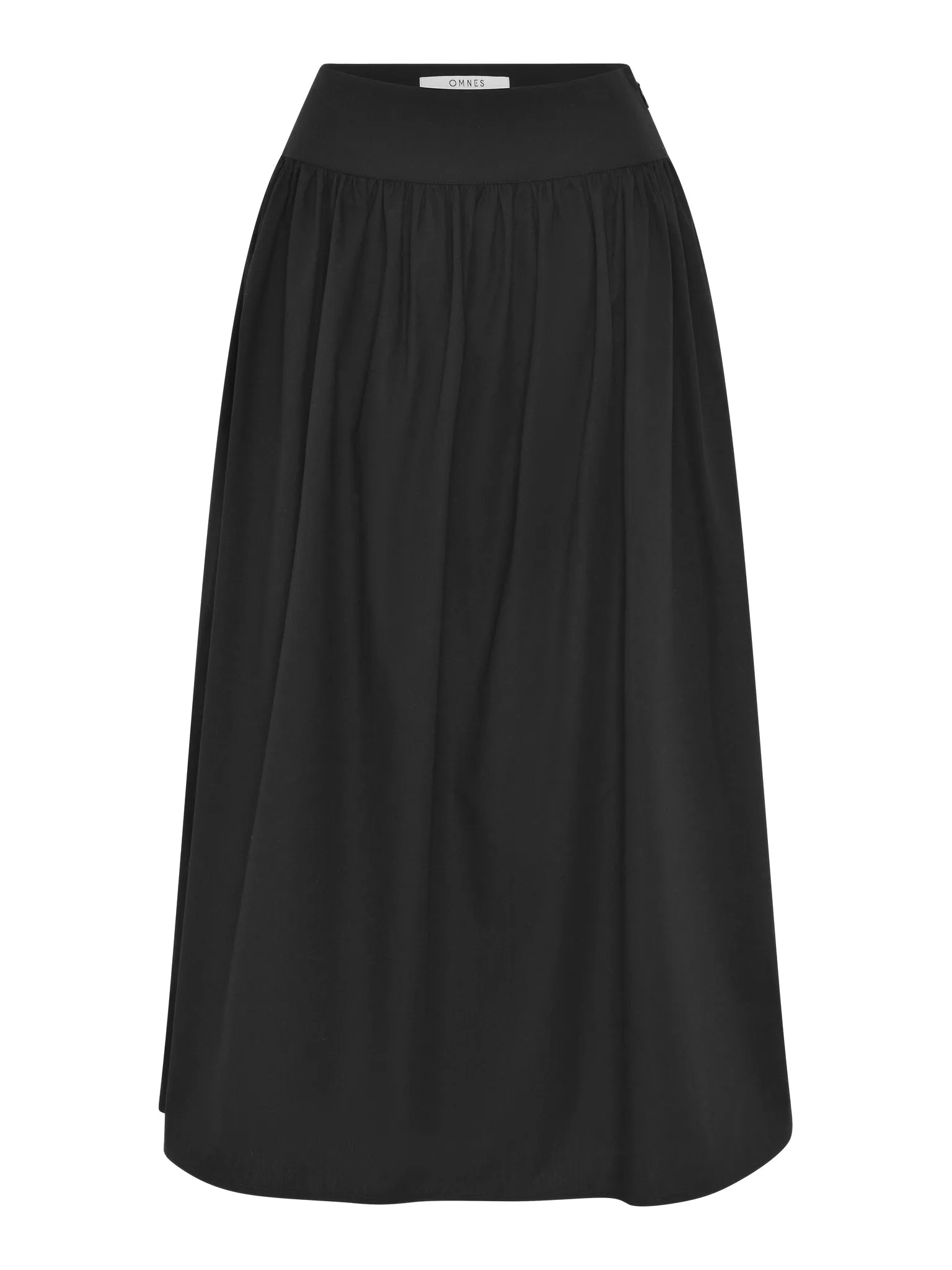 Darcie Drop Waist Full Midi Skirt in Black