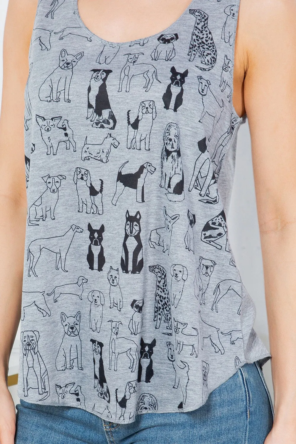 Dogs Print Tank Top