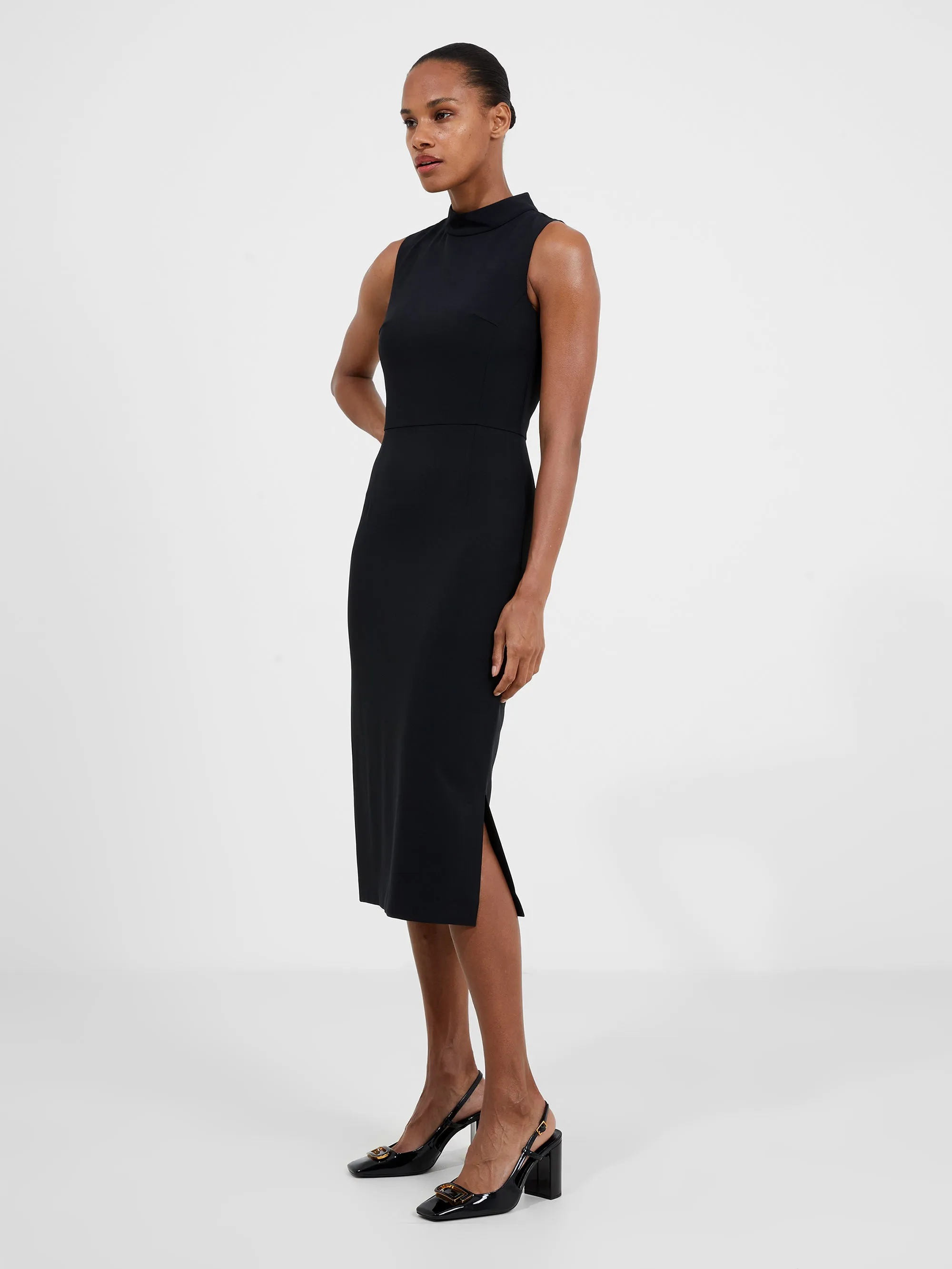 Echo Crepe Mock Neck Dress