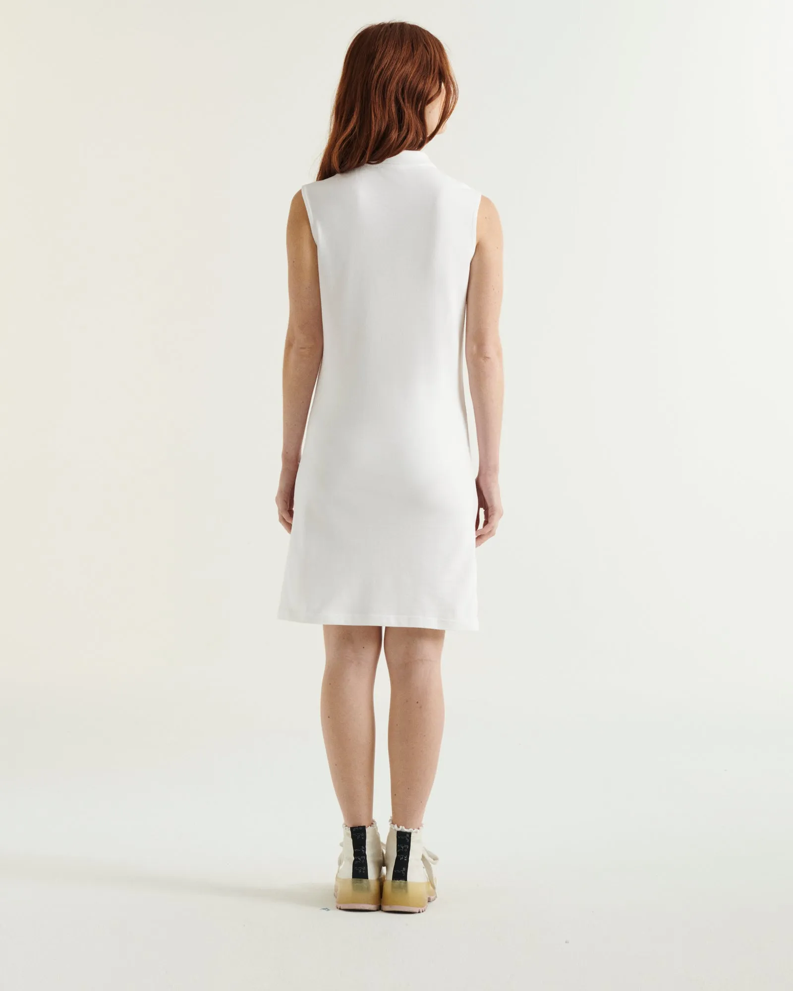 Esmeralda organic cotton sleeveless polo dress White