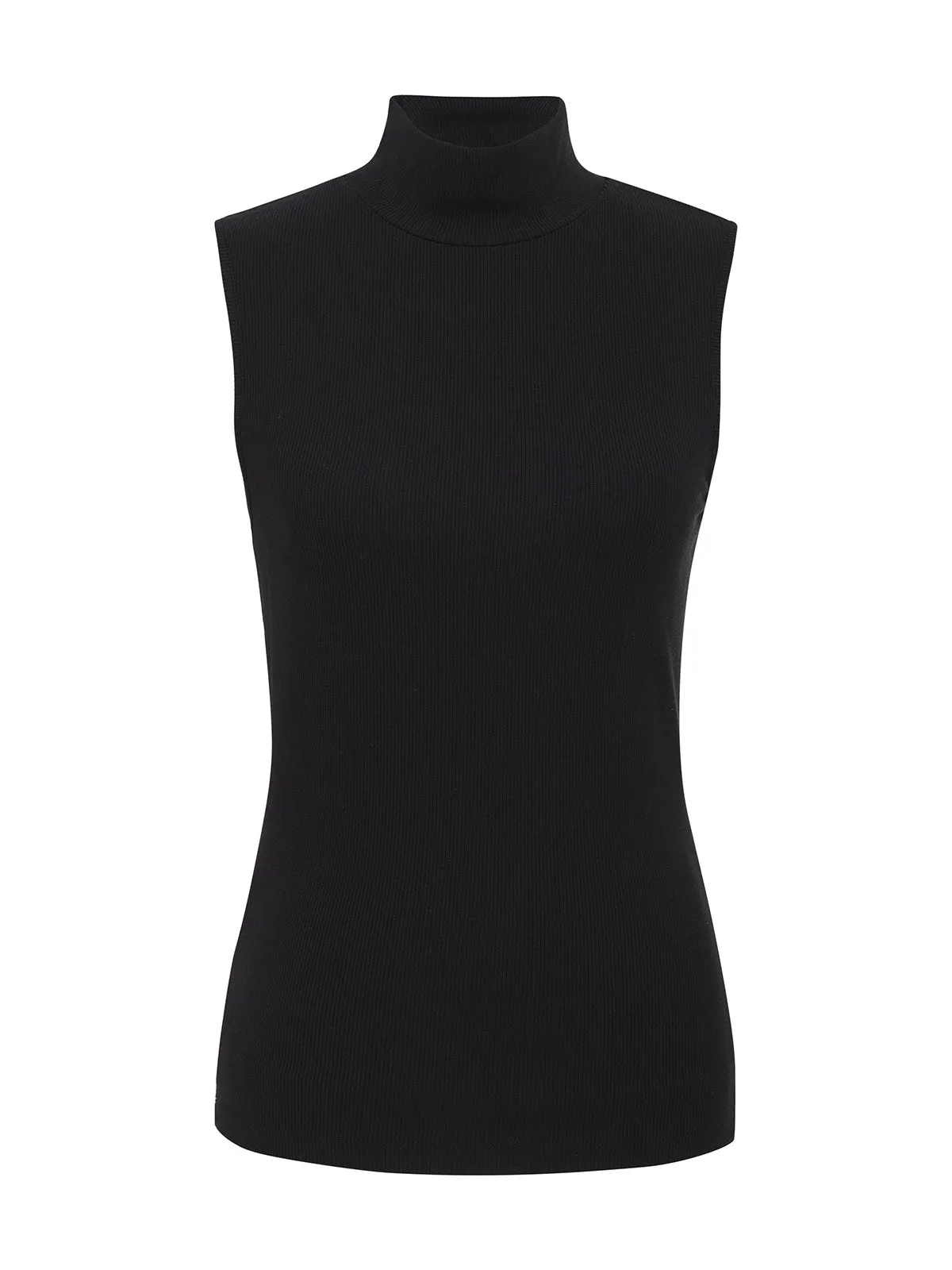 Essential Sleeveless Mock Neck Tank Black