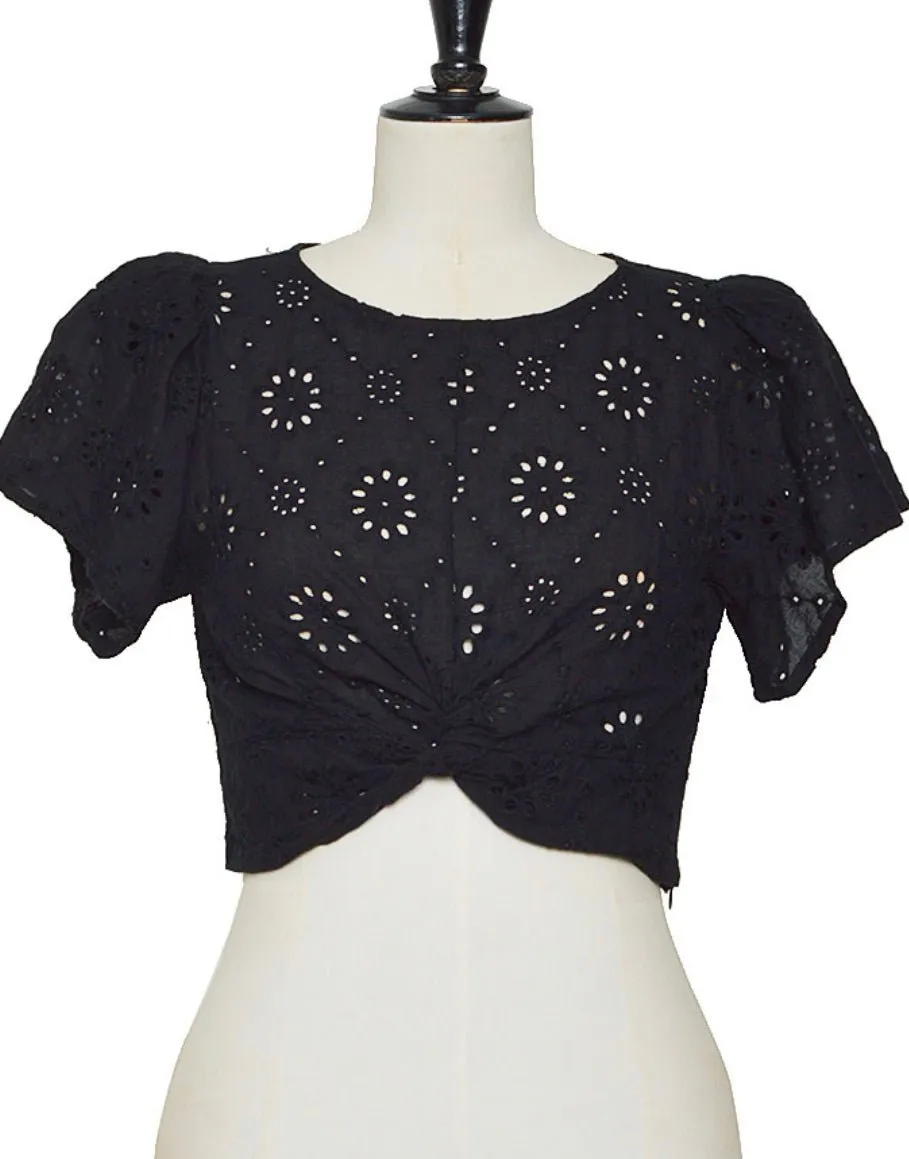 Eyelet lace crop top