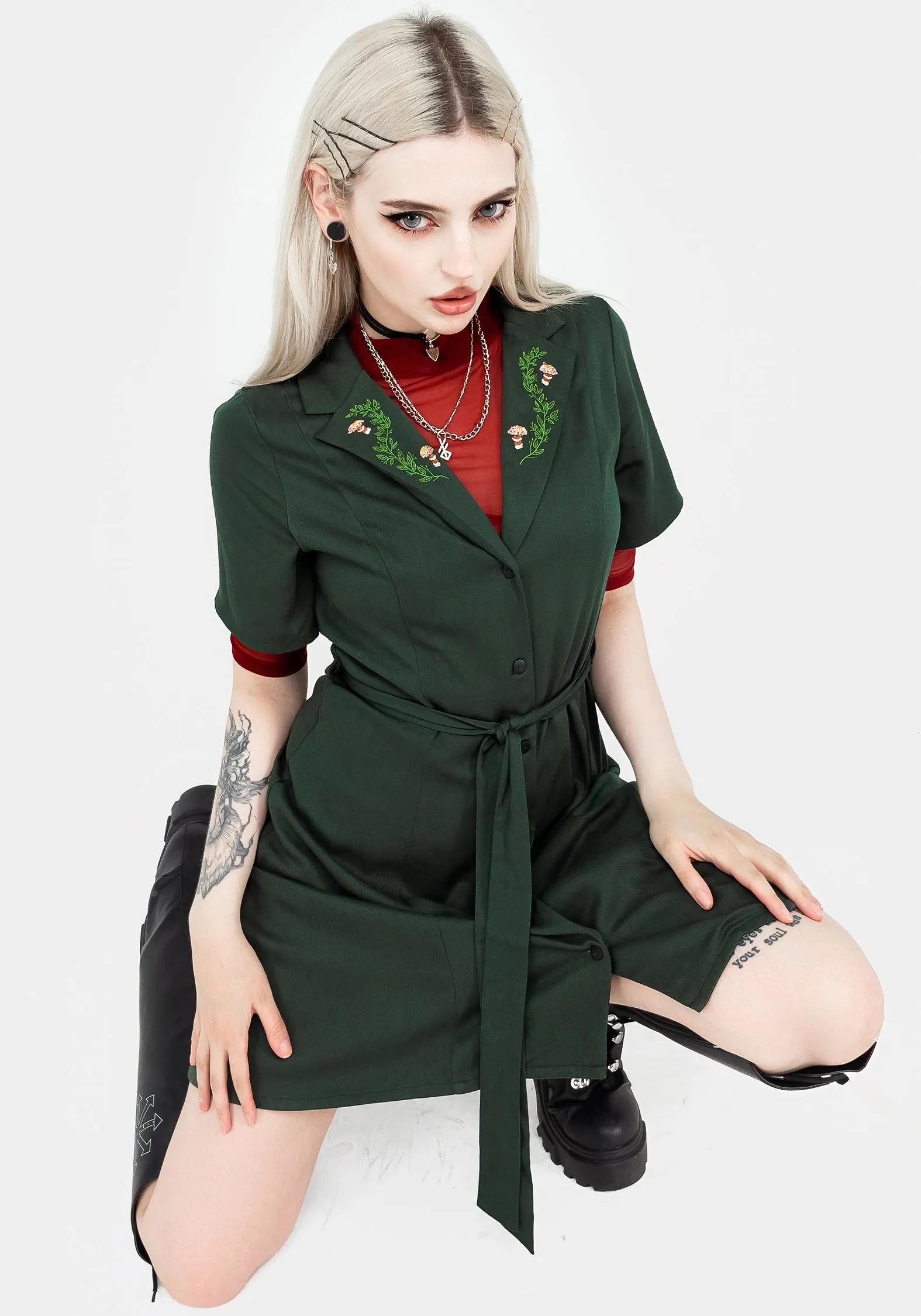 Fable Button Up Mini Shirt Dress