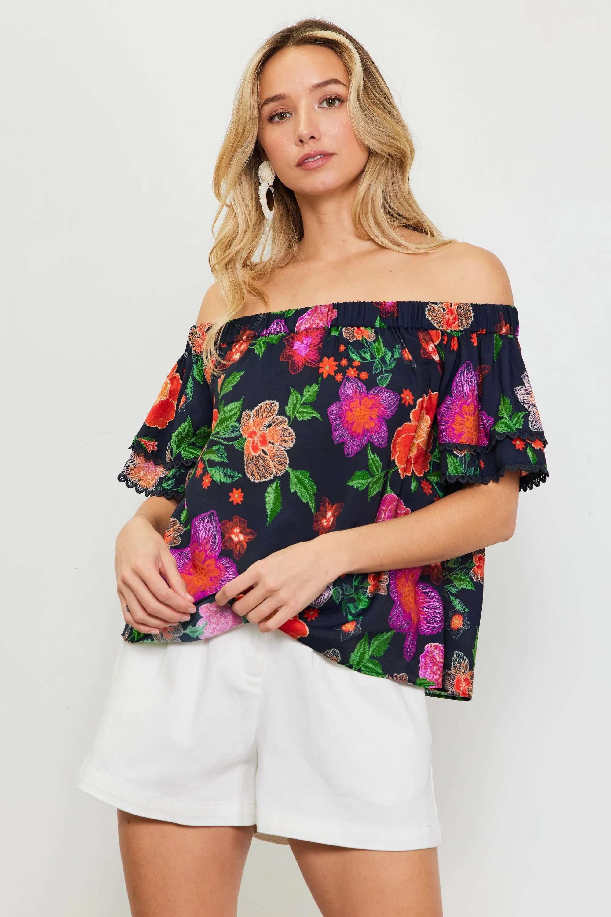 FLORAL PRINT OFF SHOULDER TOP