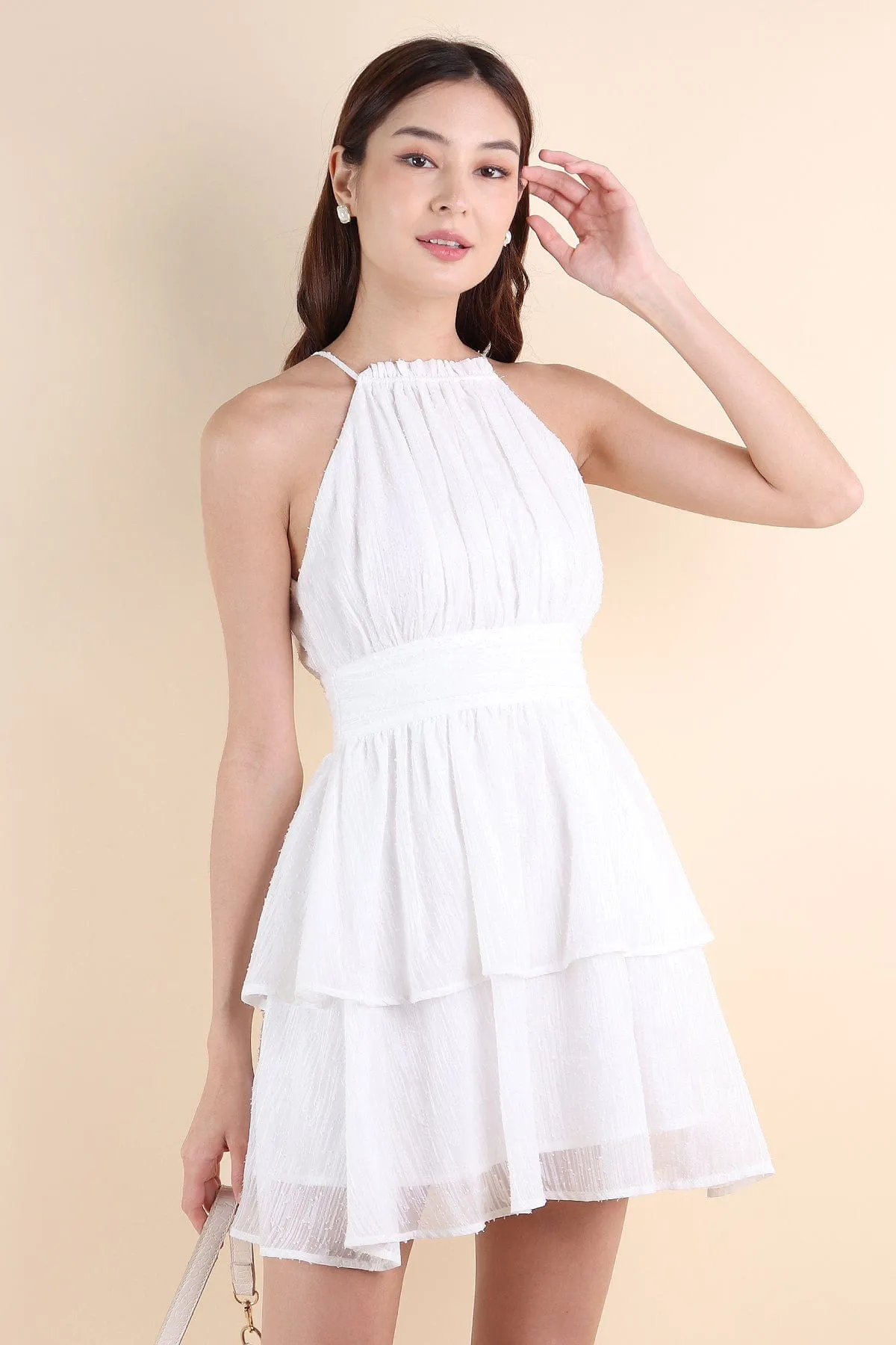 GRACELYN V2 CREPE DRESS IN WHITE