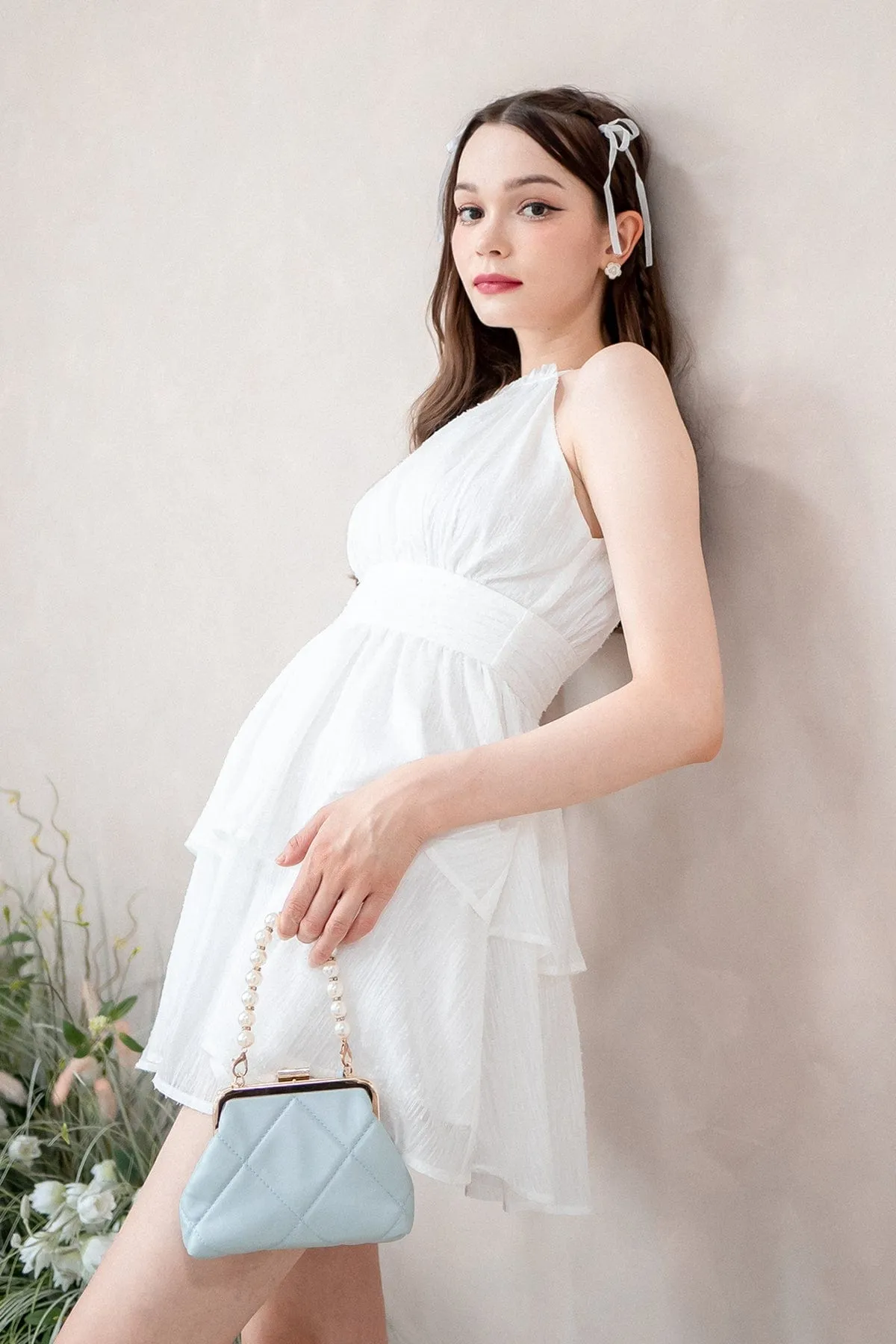 GRACELYN V2 CREPE DRESS IN WHITE