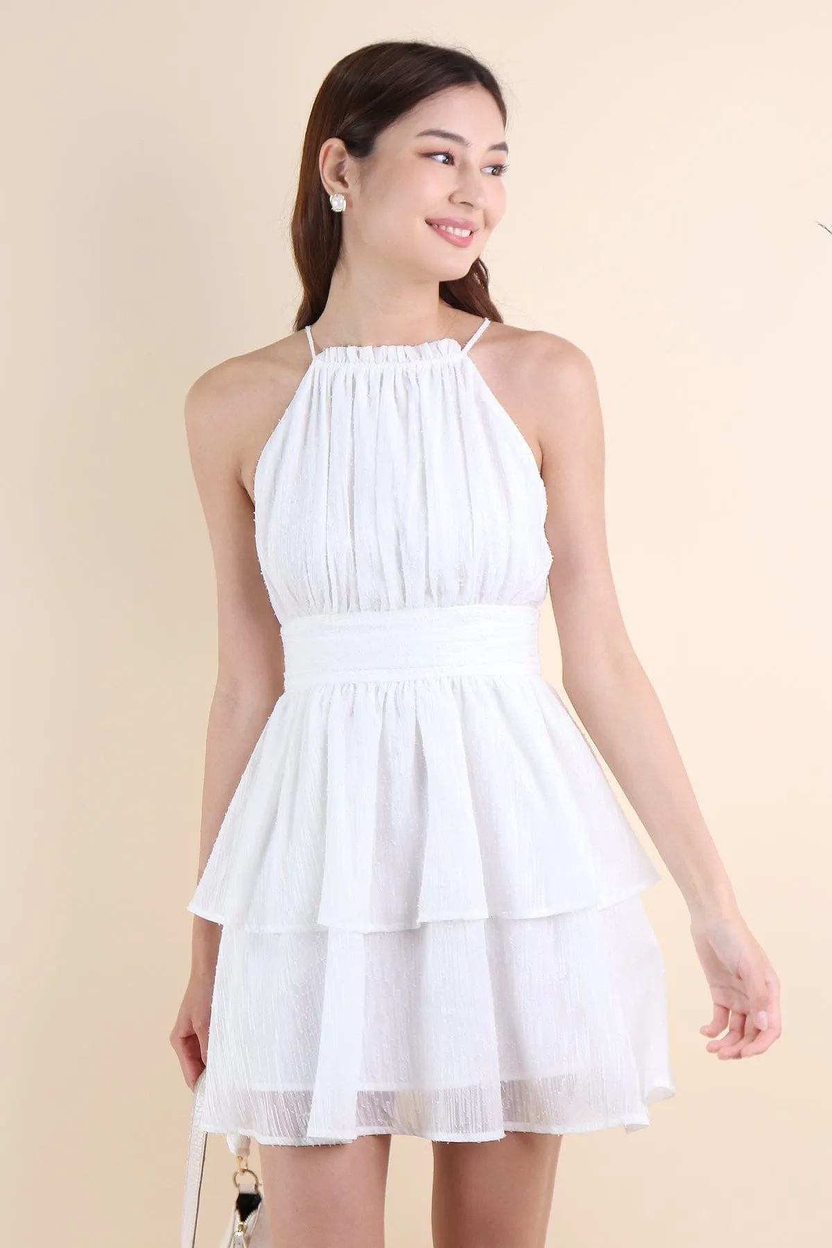 GRACELYN V2 CREPE DRESS IN WHITE