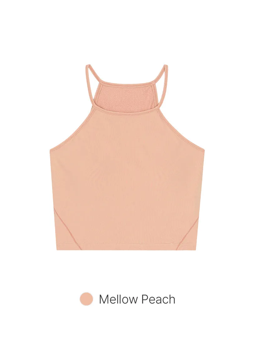 Halter Cropped Tank Top (with Pads)