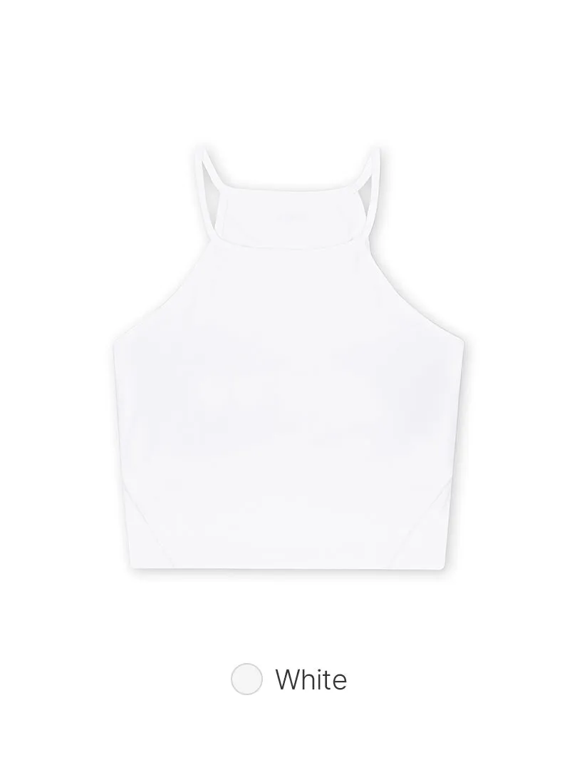 Halter Cropped Tank Top (with Pads)