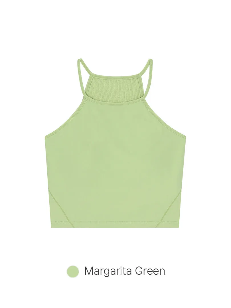 Halter Cropped Tank Top (with Pads)